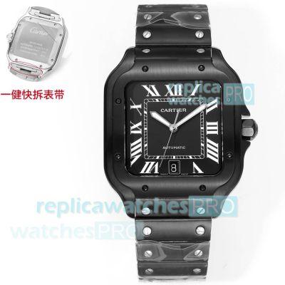 THB Factory Swiss Copy Cartier Santos de Cartier Black 39.8 Men's Watch 